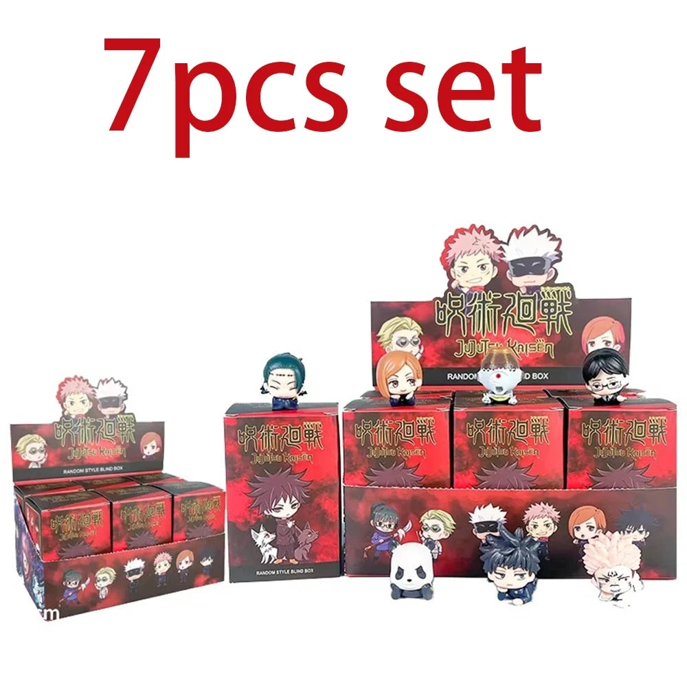 Anime Jujutsu Kaisen Figure Q Version Satoru Gojo Itadori Yuji Fushiguro Megumi Kugisaki Model Car Decora Blind Box Gift Toy